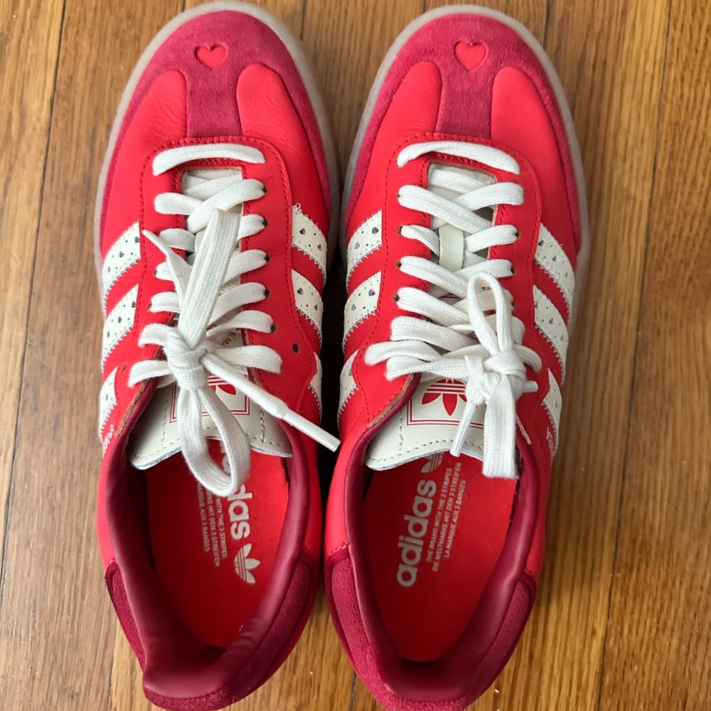 Adidas Heart Detail Red and White Sneakers